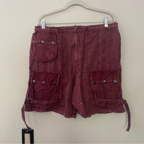Free People Moon Bay Parachute Shorts in Maroon Size L - Picture 2 of 6
